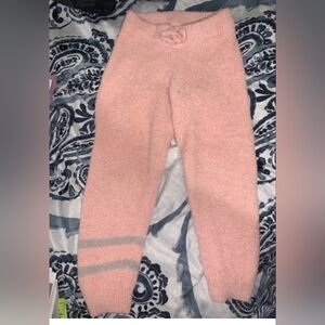 Plush Pink and Gray Sweatpants with Tapered Fit